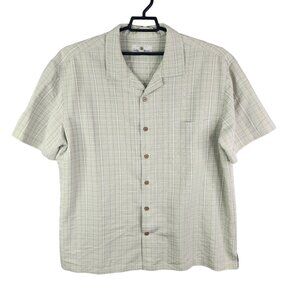 Mens Green Plaid Island Shores Shirt Short Sleeve Button Up Size XXL